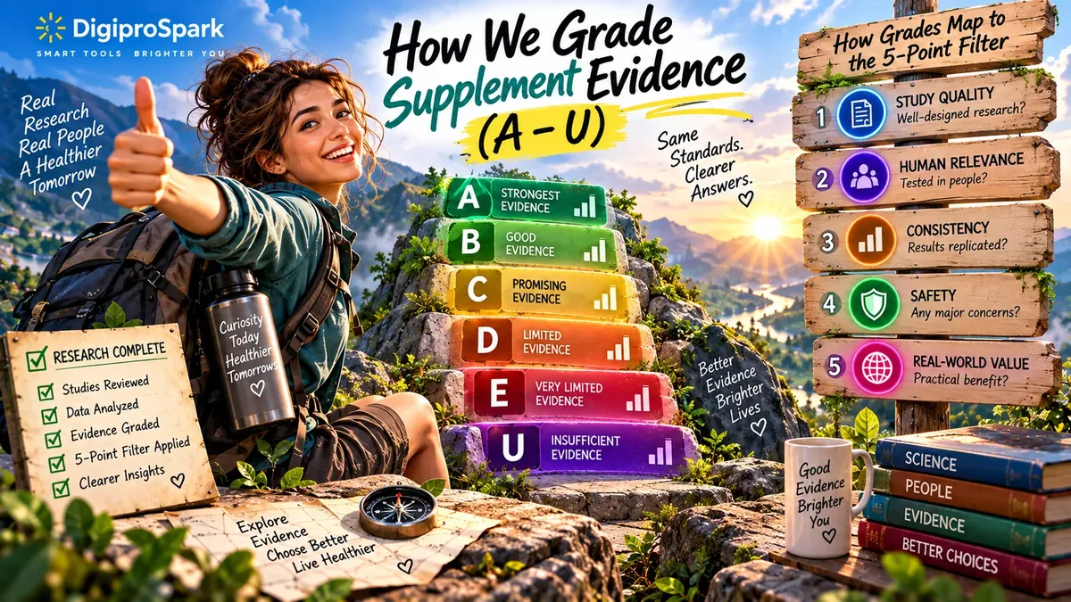 How We Grade Supplement Evidence (A–U): How grades map to the 5-Point Filter