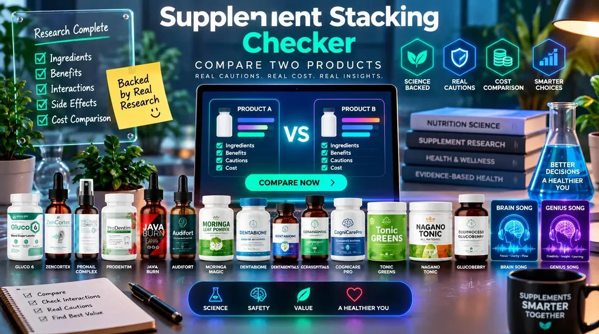 Supplement Stacking Checker: Compare Two Products' Real Cautions and Cost: What this can and can't tell you