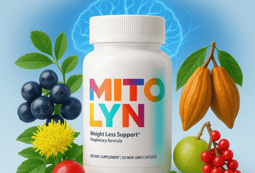 mitolyn energy and mental clarity supplement bottle on clean desk