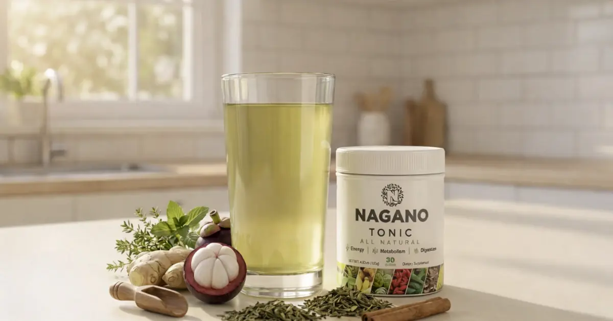 14 Nagano Tonic Ingredients and Benefits Review 2026 - daily metabolism tonic with natural ingredients including green tea, ginger, and mangosteen