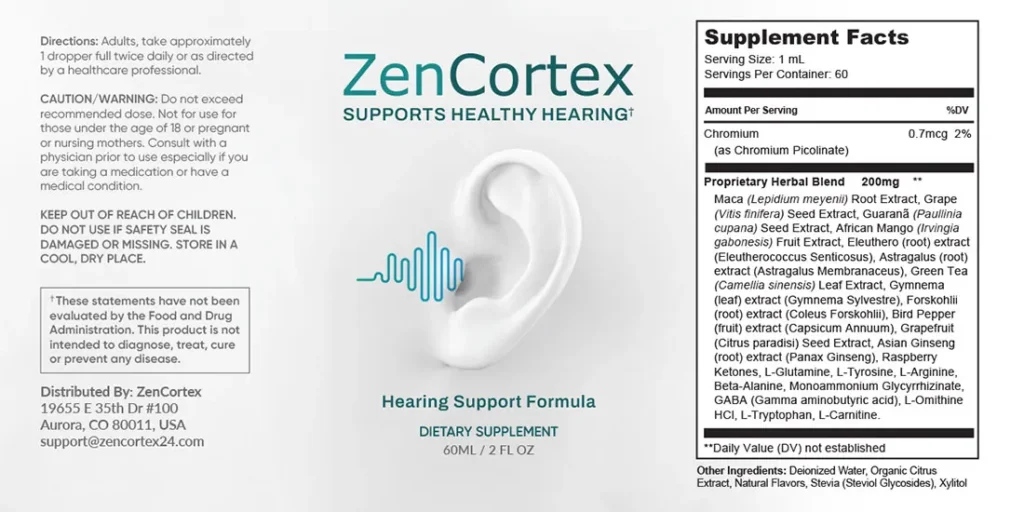 ZenCortex — Ingredient Disclosure